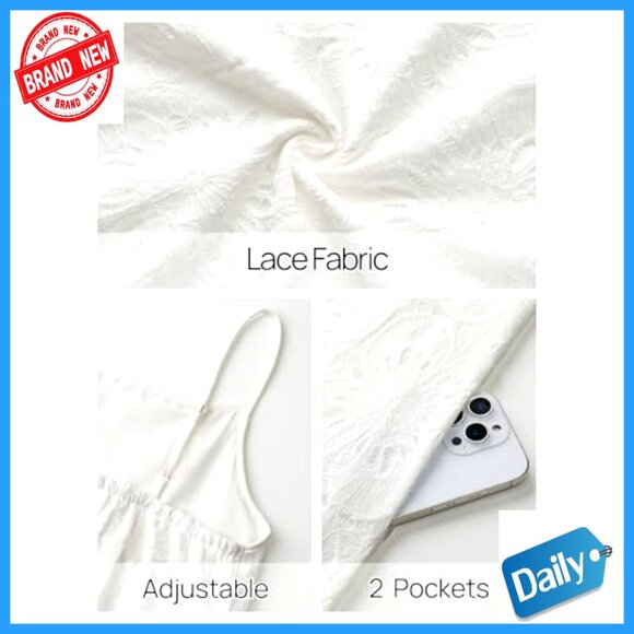 Summer Spaghetti Strap Maxi Dress Lace Floral Boho Beach Wedding Guest - Picture 6 of 7